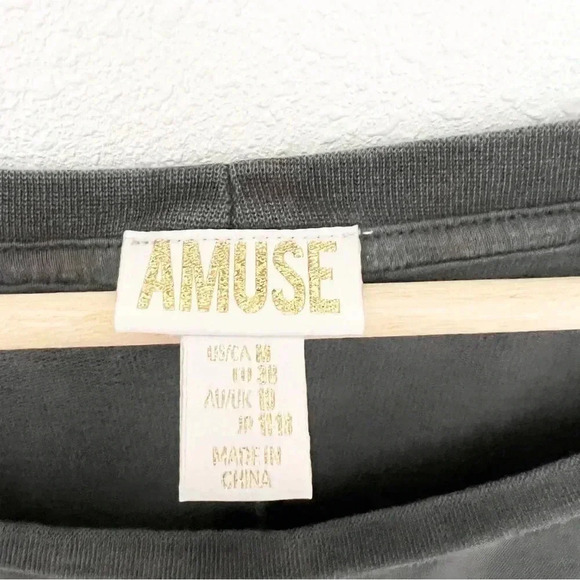 Amuse Society Charcoal Gray Keller Fringe Sweater, Size Medium - Picture 5 of 11